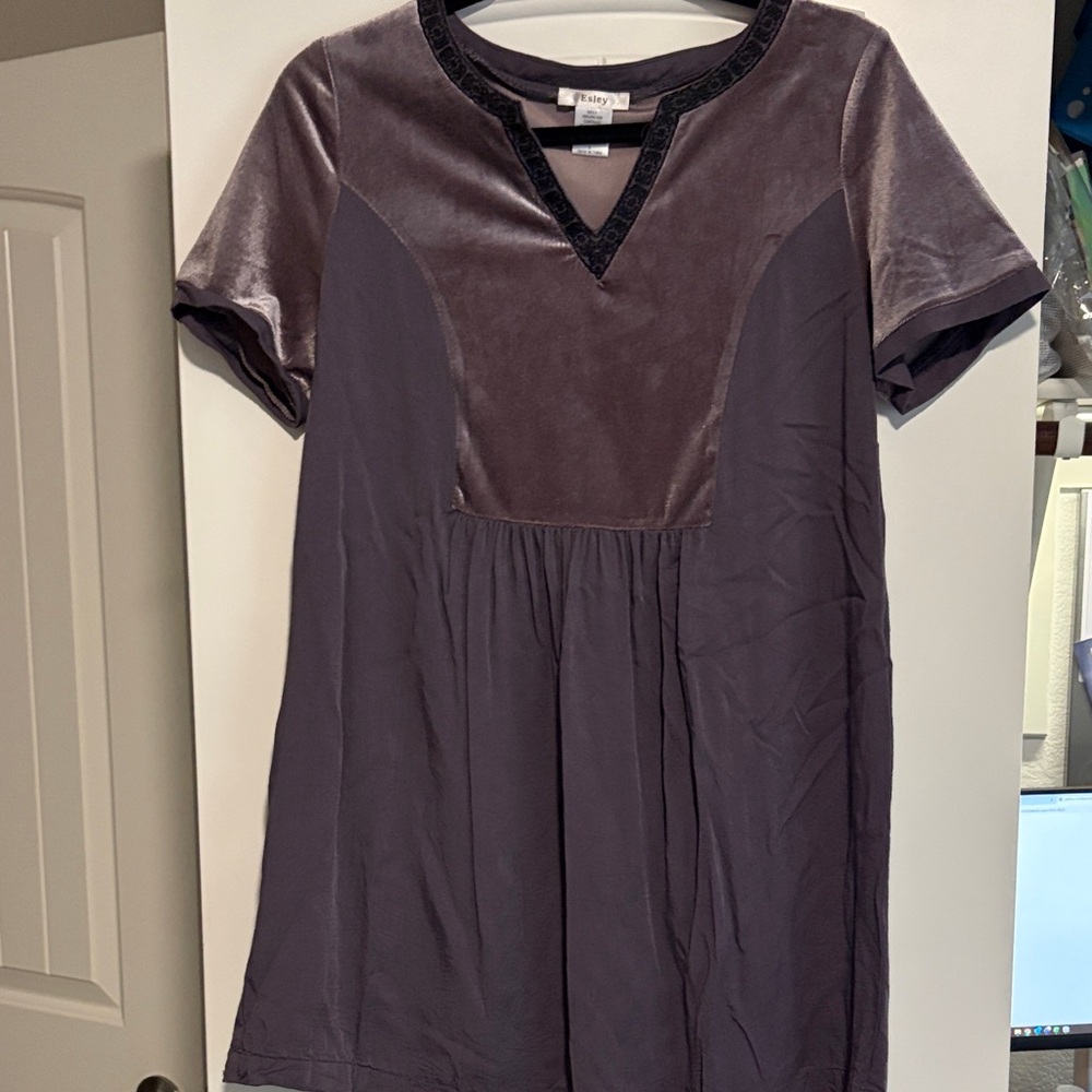 Elsey Purple Velvet Short Sleeve Tunic